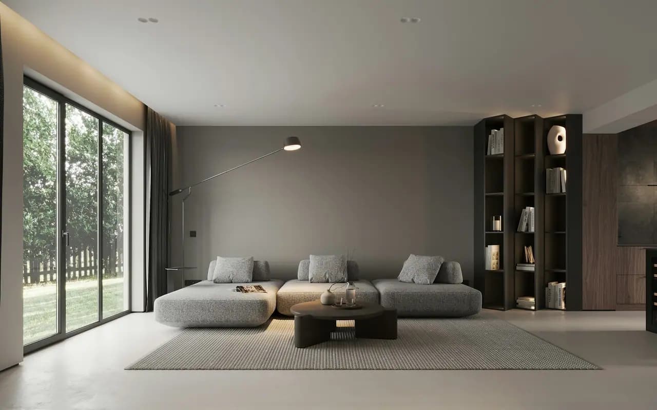 Sala de apartamento mobiliado com janela ampla